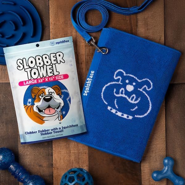 Squishface Slobber Towel, Thick & Durable Dog Towel - 100% Cotton, Soft & Gentle Drool Tamer, Large 23" x 12" Soft & Durable Cloth - Because Your Furry Friend's Slobber Deserves The Best! 3 Pack