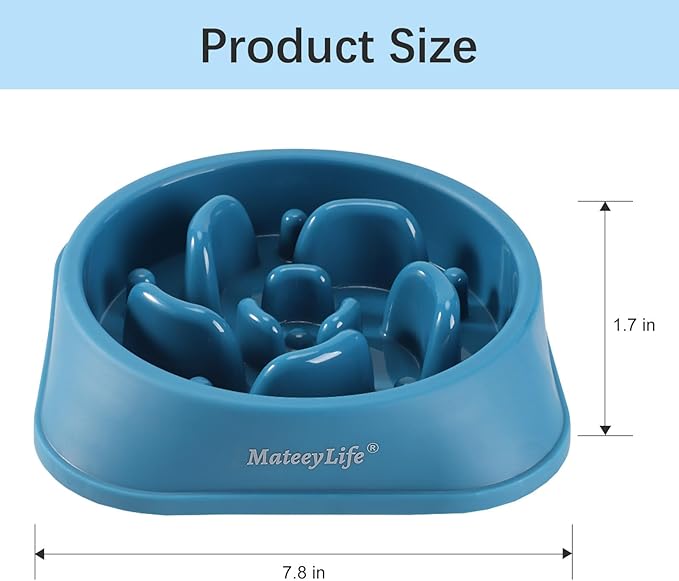 MateeyLife Slow Feeder Dog Bowls, Anti-Choking Puzzle Dog Food Bowls, Anti-Slip Interactive Feeding Slow Down Eating, Bloat Stop Maze Dishes for Medium Large Breeds DarkBlue
