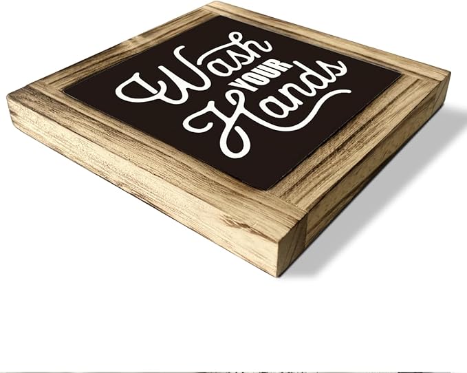 Bathroom Sign Decor, Wash Your Hands Sign, Rustic Wooden Tabletop Decor Sign, Washroom Wooden Block Sign, Freestanding Restroom Sign, Farmhouse Decor, Toilet Humor, Bathroom Table Art Prints