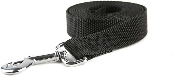 Nylon Dog Training Leash, Traction Rope, 4Ft /5 Foot /6 Feet Long, 5/8 inch 3/4 Inch 1 Inch Wide, for Small and Medium Dogs (1'' x 12 FT, Black)