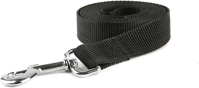 Nylon Dog Training Leash, Traction Rope, 4Ft /5 Foot /6 Feet Long, 5/8 inch 3/4 Inch 1 Inch Wide, for Small and Medium Dogs (5/8'' x 6 FT, Black)
