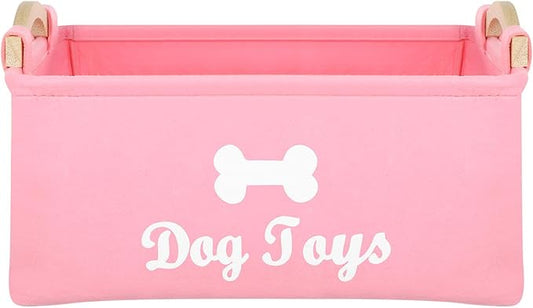 Pet Toy Storage Box Felt Organizer with Wooden Handles 15.35 Inch Square Container for Household Pet Toy Collection and Sundries Storage