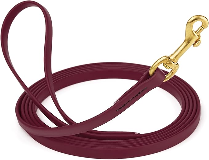 Viper Biothane K9 Working Dog Leash Waterproof Lead for Tracking Training Schutzhund Odor-Proof Long Line with Solid Brass Snap for Puppy Medium and Large Dogs, 10ft Merlot Burgundy