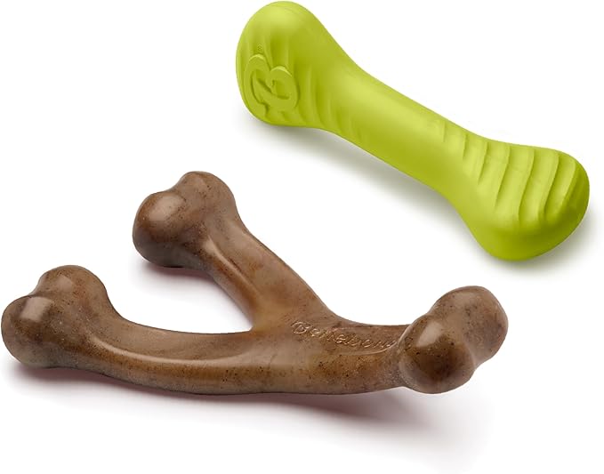 Benebone 2-Pack Bacon Wishbone/Rubber Bone Medium