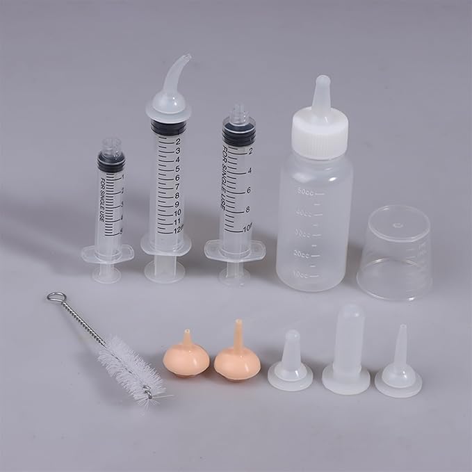 11 pcs Pet Nursing Kit Nursing Bottle Kits Kitten Bottle Feeding Set with Nursing Nipples Formula Dispenser Liquid Syringe for Newborn Puppies and Kittens for Small Cat Dog Animals