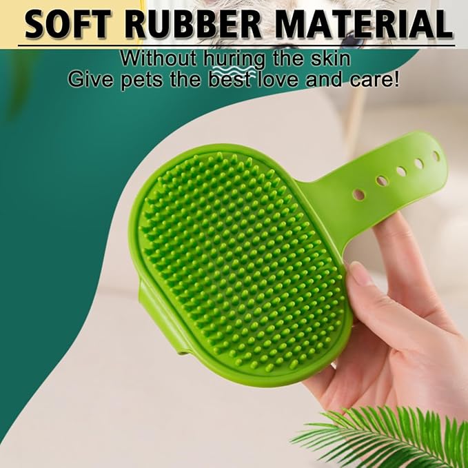 Dog Grooming Brush, Pet Shampoo Bath Brush Dog Grooming Shedding Brush Soothing Massage Rubber Comb with Adjustable Ring Handle for Long Short Haired Dogs and Cats 2pcs