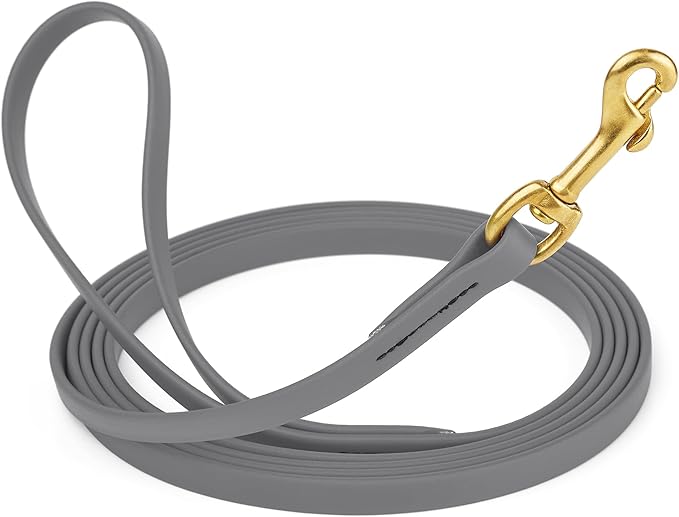 Viper Biothane K9 Working Dog Leash Waterproof Lead for Tracking Training Schutzhund Odor-Proof Long Line with Solid Brass Snap for Puppy Medium and Large Dogs, 20ft Battleship Gray
