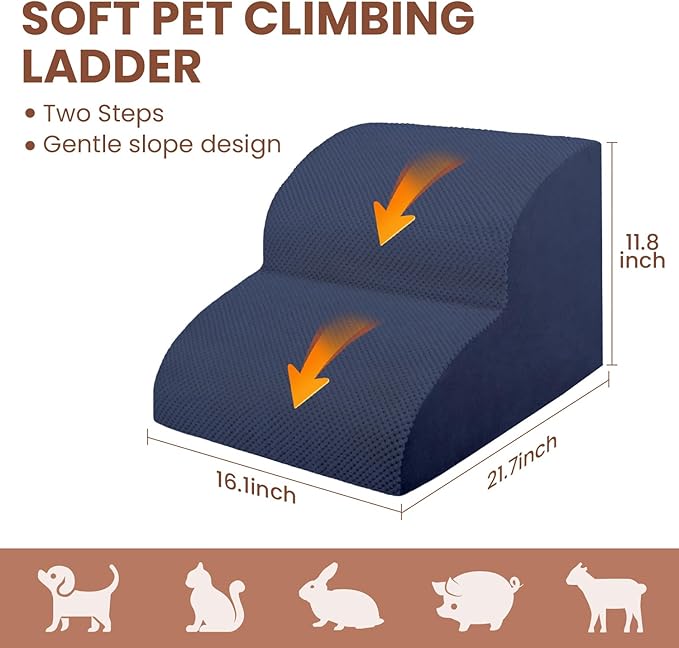 Dog Stairs for Small Dogs, High Density Foam Dog Ramp, Extra Wide Non-Slip Pet Steps for High Beds Or Couch, Soft Foam Doggie Ladder for Dogs Injured, Older Pets, Small Cats
