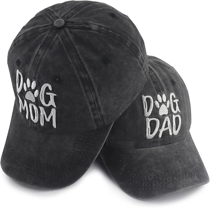 2 PCS Mom and Dad Hats for Women Men, Funny Adjustable Embroidered Cotton Dog Lover Baseball Cap