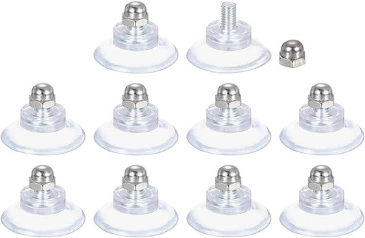 uxcell 10 Packs Suction Cups for Glass 34mm/1.3" Dia Clear PVC Window Glass Suction Sucker Pads with M6 x 10mm Screw for Window Bathroom Door Glass Wall Car Sun Shade