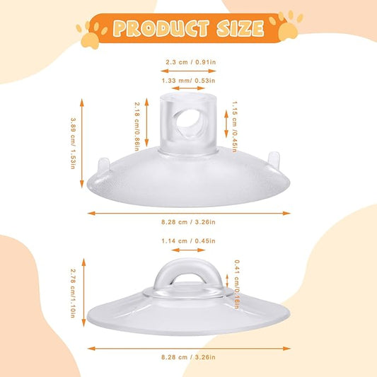 4 Pieces Cat Window Perch Suction Cup, Powerful Cat Window Bed Seat Replacement Suction Cup, Clear PVC Sucker Pads, 2 Styles