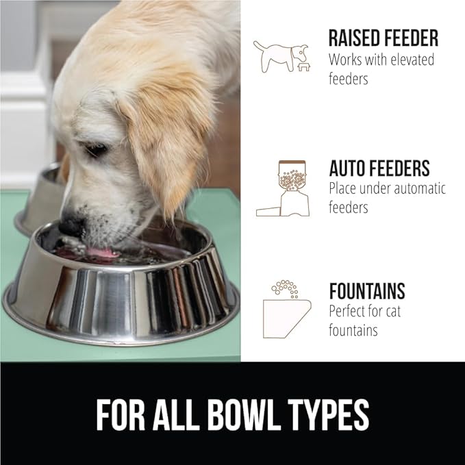 GORILLA GRIP 100% Waterproof Raised Edge BPA Free Silicone Pet Feeding Mat, Dog Cat Food Mats Contain Spills Protects Floors, Placemats for Cats and Dogs Water Bowl, Pets Accessories 32x24 Mint