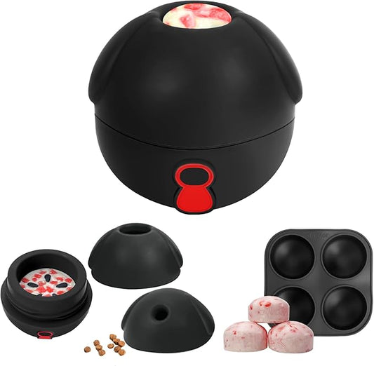 Yipetor 3In1 Treat Dispensing Dog Toys, Heavy Duty Frozen Dog Treat Ball - Slow Feeding Puppy Lick Bowl Tough Chew Toy for Large Medium Dogs to Keep Them Busy/Relief Anxiety/Puzzle Stimulate