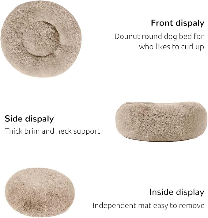 HACHIKITTY Calming Donut Cuddler Dog Bed, Indoor Puppy Beds for Large Dogs, XLarge 36''