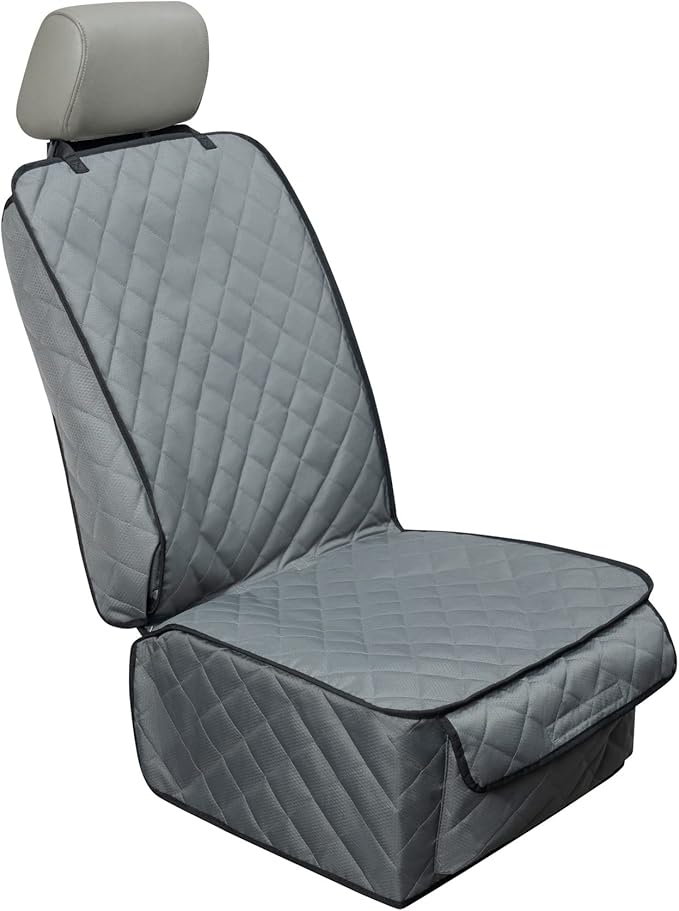 Waterproof Front Seat Cover Dog Car Seat Covers Nonslip and Full Protection with Side Flaps Fits Most Cars, Trucks, SUVs(Grey, 1Pack)