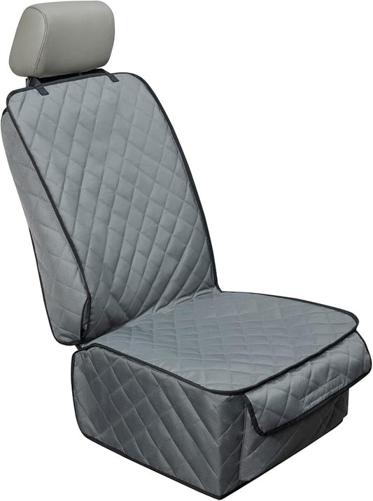 Waterproof Front Seat Cover Dog Car Seat Covers Nonslip and Full Protection with Side Flaps Fits Most Cars, Trucks, SUVs(Grey, 1Pack)