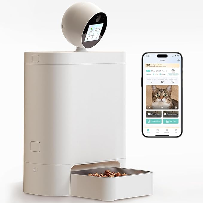 Automatic Cat Feeder with Camera 360°, 2K HD Pet Feeder with Night Vision & 2-Way Audio, Smart APP Control, AI Smart Cat Feeder, Up to 16 Meals/Day, 5.5L Timed Food Dispenser for Cats & Dogs
