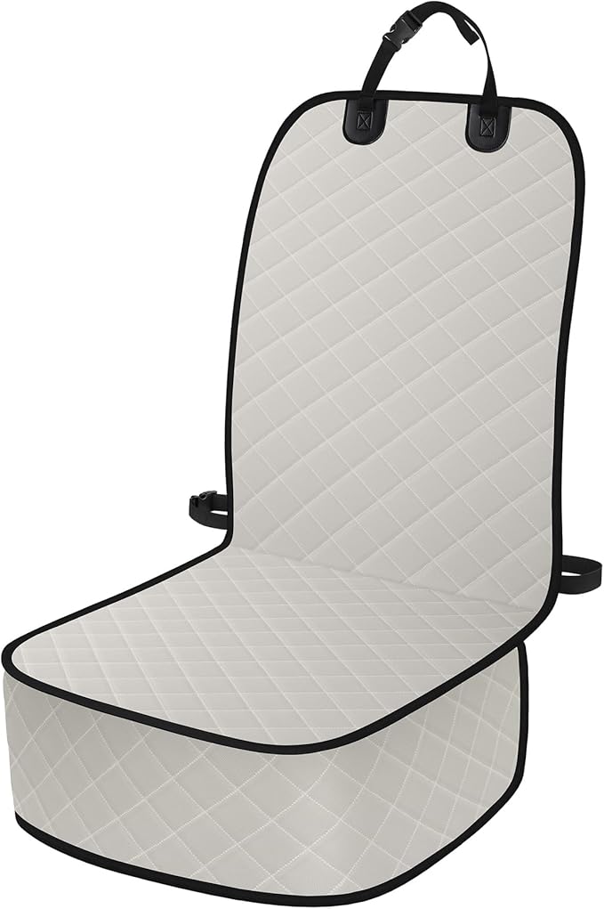 Dog Car Seat Covers, Waterproof Front Seat Cover for Dogs, Scratch-Proof, Nonslip Pet Passenger Seat Cover Protector, Universal Fit for Cars Trucks SUVs (Beige, Large Size)