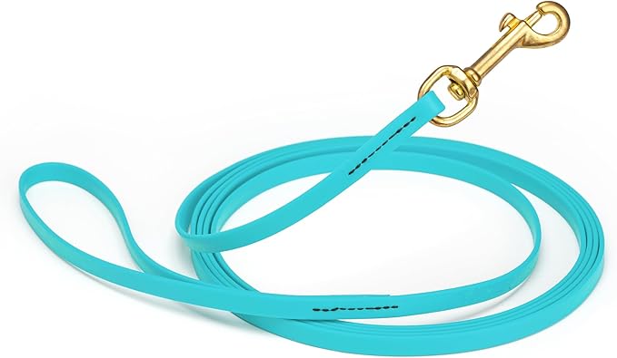 Viper Biothane K9 Working Dog Leash Waterproof Lead for Tracking Training Schutzhund Odor-Proof Long Line with Solid Brass Snap for Puppy Medium and Large Dogs, 33ft Sky Blue