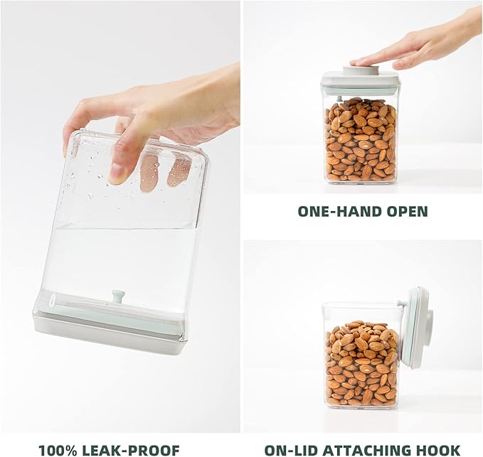 Pop Airtight Containers for Food Storage, Leakproof Air Tight Containers Pantry Storage Containers with Lids - Set of 2 (2.0Qt&0.9Qt)