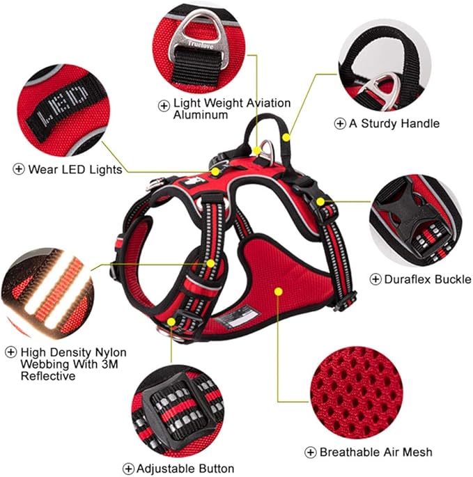 TRUE LOVE Dog Harness No Pull Nylon Reflective Pet Harness Adjustable Comfortable Control Step-in Brilliant Colors Truelove TLH56512 XS Fuchsia