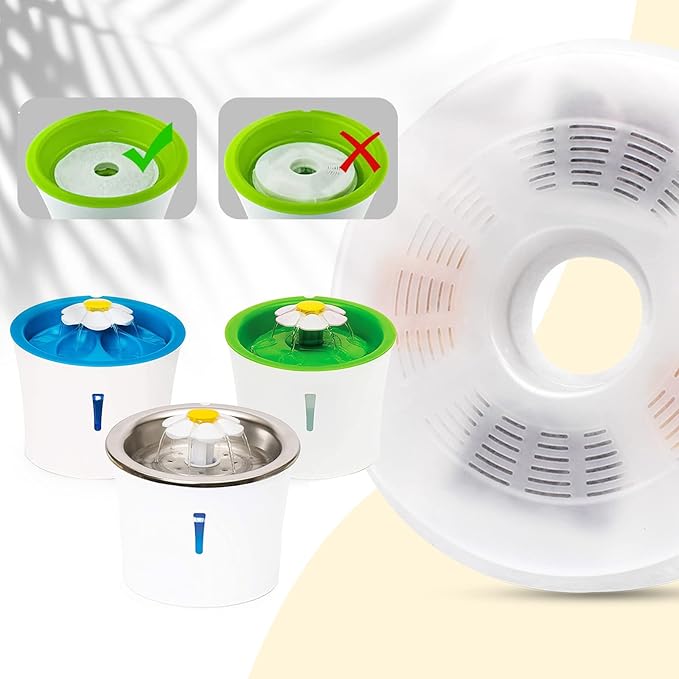 3/6/9 Pack Cat Water Fountain Filters Compatible with Catit Fountains, Petilog Carbon and Ion Exchange Resin Pet Fountain Filter Replacmence (6)