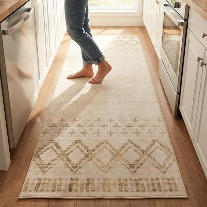 Muddy Mat짰 Tribal 3ft x 7ft Washable Area Rugs for Living Room, Bedroom & Dining Room ??Modern Soft Low Pile Non Slip Carpet ??Pet Friendly Waterproof Foldable Rugs for Home