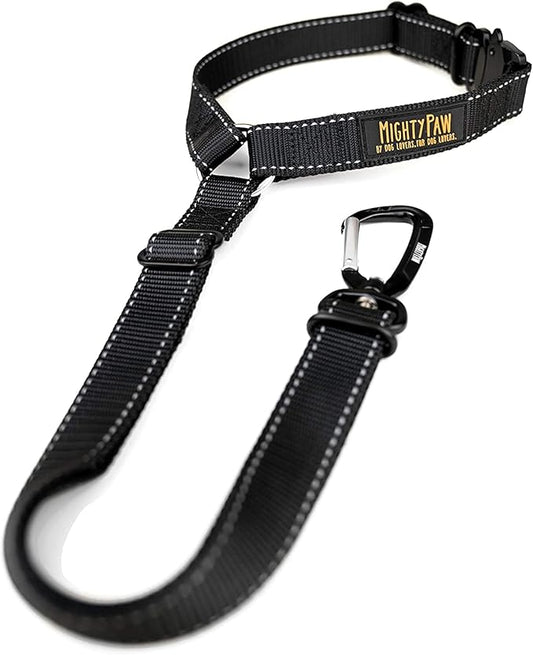 Mighty Paw Dog Seat Belt For Car Headrest - Distraction Free Driving, Heavy-Duty Aviation Grade Aluminum Carabiner, and Tactical Buckle.Adjustable Dog Seatbelt Harness for Small, Medium and Large Pets