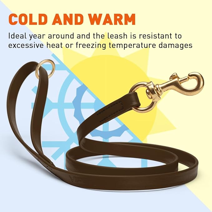 Viper Biothane K9 Working Dog Leash Waterproof Lead for Tracking Training Schutzhund Odor-Proof Long Line with Solid Brass Snap for Puppy Medium and Large Dogs 4ft, Dark Chocolate Brown