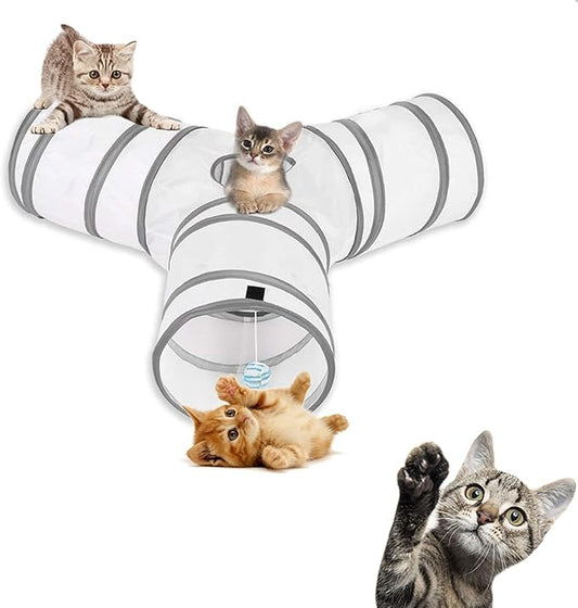 Petronic Pop Up 3 Way Cat Tunnel and Cube Kitten Indoor/Outdoor Collapsible Tube