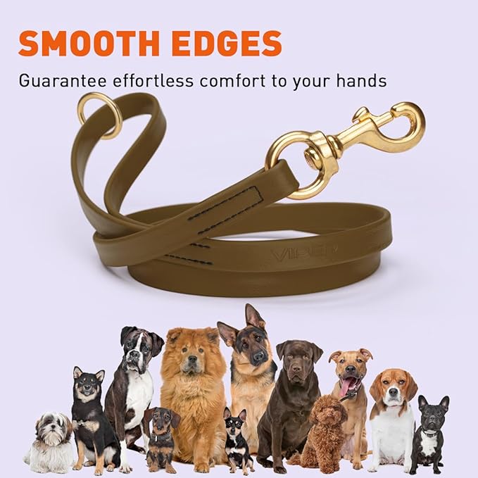 Viper Biothane K9 Working Dog Leash Waterproof Lead for Tracking Training Schutzhund Odor-Proof Long Line with Solid Brass Snap for Puppy Medium and Large Dogs 6ft, Coyote Brown