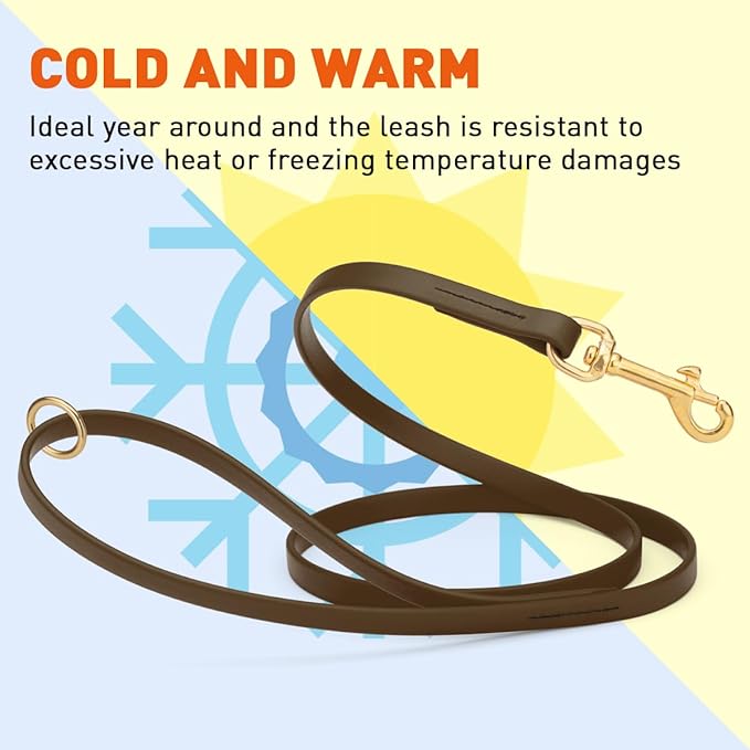 Viper Biothane K9 Working Dog Leash Waterproof Lead for Tracking Training Schutzhund Odor-Proof Long Line with Solid Brass Snap for Puppy Medium and Large Dogs 4ft, Dark Chocolate Brown