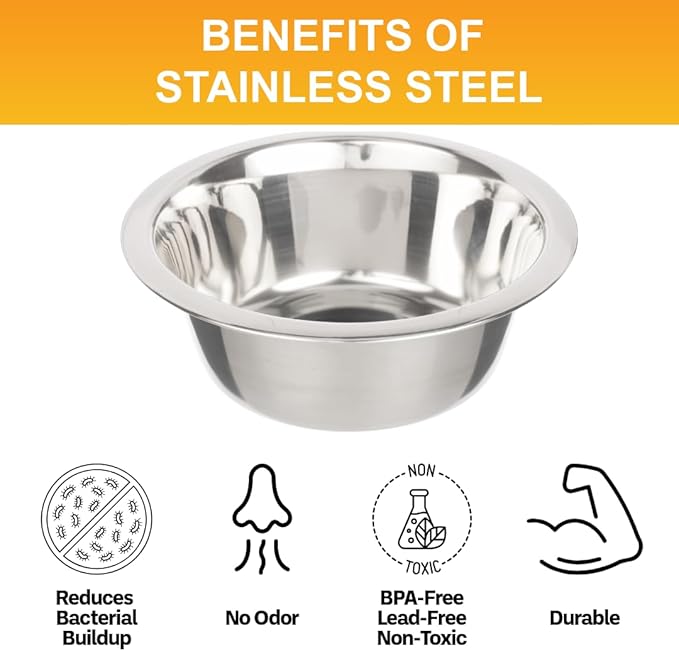 Neater Pet Brands 1.5 Cup (12 oz.) Stainless Steel Dog Bowls, Set of 2 Neater Feeder Replacement Bowls (Cat/Small Models), Dog Food Bowl & Water Bowl, Dishwasher Safe Metal Dish for Cats & Small Dogs