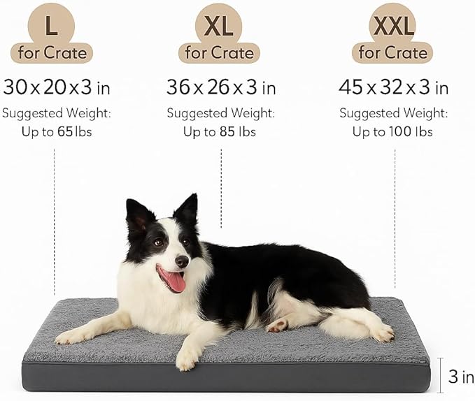 Dog Bed with Waterproof Inner Liner, Removable Cover, Egg Crate Foam Dog Beds, Easy to Clean，36×26Inch，Gray