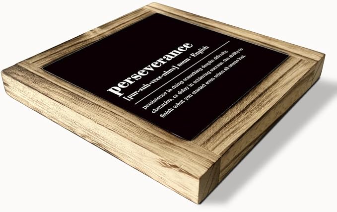 Perseverance Sign - Motivational Rustic Wooden Tabletop Decor, Inspirational Office & Classroom Decor Gift