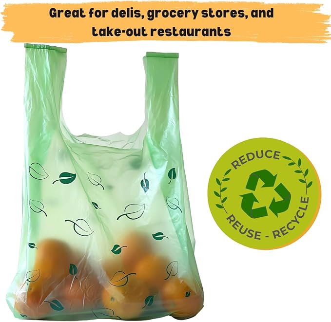 T-shirt Biodegradable Green Plastic Bag (600 ct.) Small Can Liners Thank You Grocery Shooping Size Doggy Poop Bags Compatible with Arm & Hammer Swivel Bin & Rake pooper scooper Multipurpose Bags