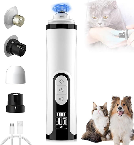 2026 Upgraded Silent Dog Nail Grinder, 3-Speed Powerful Electric Pet Nail Trimmer, Indoor cat Nail Trimmer,Rechargeable with 2 LED Lights/Grinding Wheels for Small, Medium, and Large Dogs and Cats