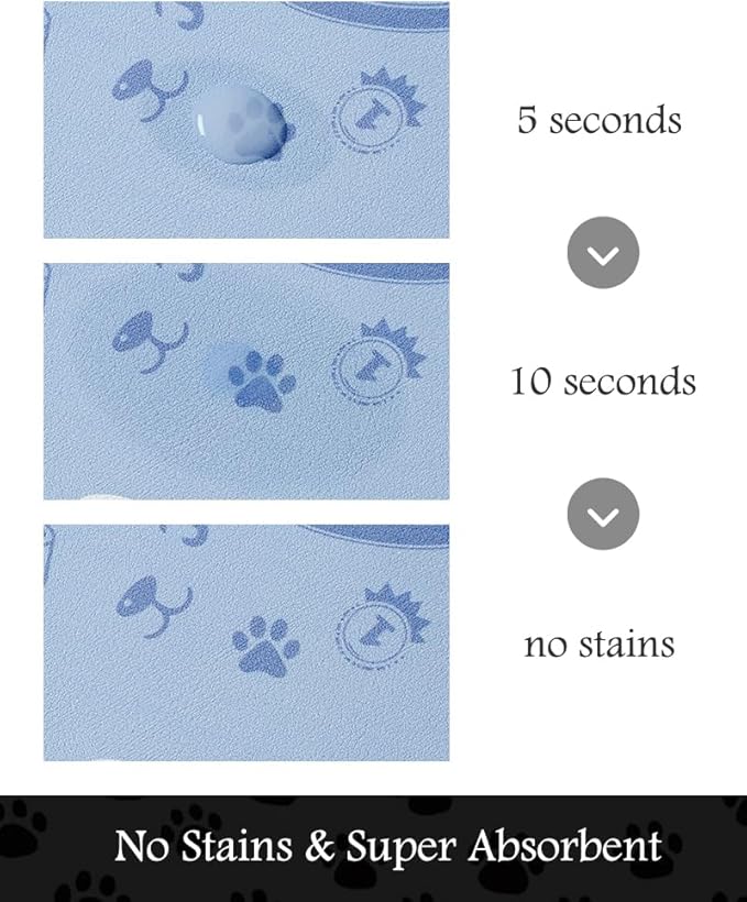 Pet Feeding Mat-Absorbent Dog Mat for Food and Water Bowl-No Stains Quick Dry Water Dispenser Mat-Dog Accessories Pet Supplies-Bowl for Messy Drinkers（PAW,12"x19"