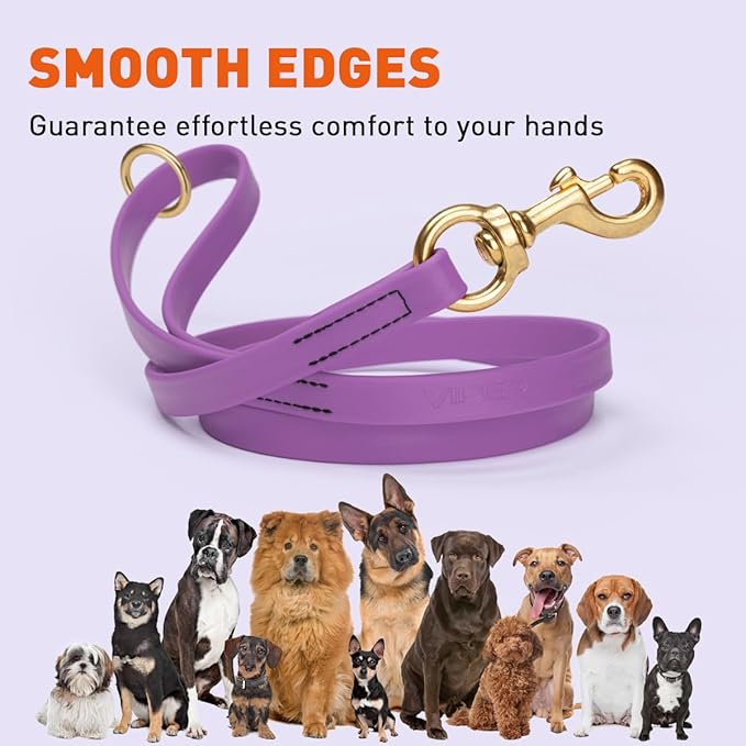 Viper Biothane K9 Working Dog Leash Waterproof Lead for Tracking Training Schutzhund Odor-Proof Long Line with Solid Brass Snap for Puppy Medium and Large Dogs 4ft, Amethyst Purple