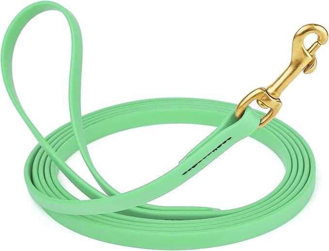 Viper Biothane K9 Working Dog Leash Waterproof Lead for Tracking Training Schutzhund Odor-Proof Long Line with Solid Brass Snap for Puppy Medium and Large Dogs, 15ft Sea Foam Green