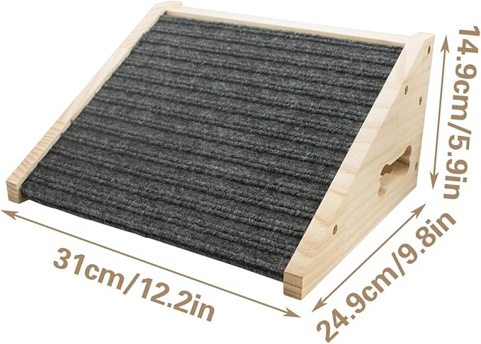 Dog Ramp for Stairs, Wooden Low-Angled Pet Ramps with Anti-Slip Carpet Surface, Step and Stair Assist for Small Medium Dog & Cats, Injured & Aged Pets (1 Pack)