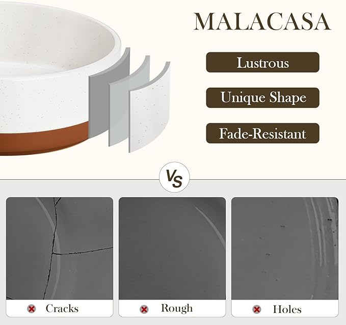 MALACASA Dog Bowls, Ceramic Dog Food and Water Bowls for Small Size Dogs, 1.5 Cups Capacity Pet Bowl for Puppy & Cats (S-1.5 Cups)