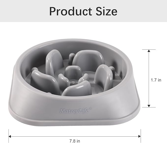 MateeyLife Slow Feeder Dog Bowls 2PCS, Anti-Choking Puzzle Dog Food Bowls, Anti-Slip Interactive Feeding Slow Down Eating, Bloat Stop Maze Dishes for Medium Large Breeds Gray&Black