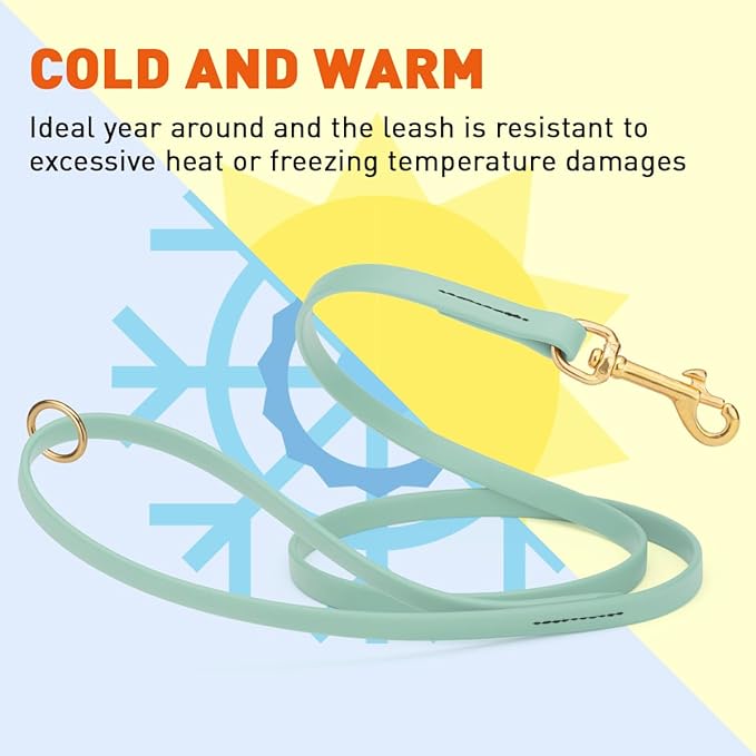 Viper Biothane K9 Working Dog Leash Waterproof Lead for Tracking Training Schutzhund Odor-Proof Long Line with Solid Brass Snap for Puppy Medium and Large Dogs 4ft, Sage Green
