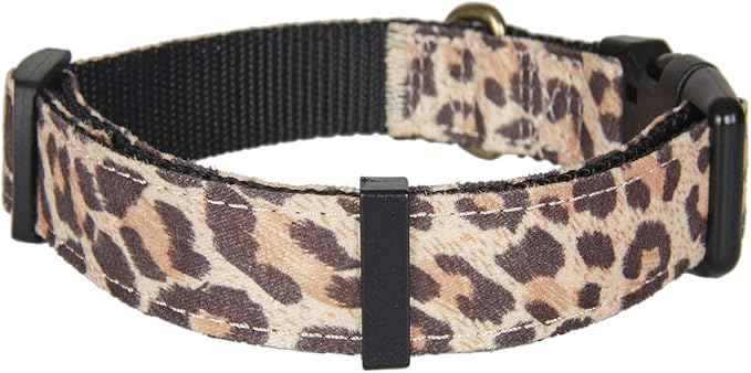 Dog Collar Animal Cheetah Pattern,Wear Resistant Fabric,No Fading,Comfortable and Durable for Puppy Medium Dogs(Neck:12"-18"