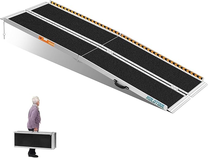 Wheelchair Ramp 7ft, Non-Skid Aluminum Folding Ramps for Wheelchairs for Home Steps, 800 LBS Capacity Handicap Wheel Chair Ramp for Doorway, Homes, Threshold, Entry, Stairs 84" Lx 29.2" Wx2H