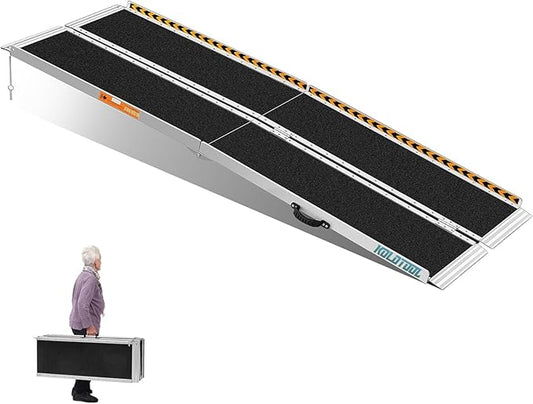 Wheelchair Ramp 7ft, Non-Skid Aluminum Folding Ramps for Wheelchairs for Home Steps, 800 LBS Capacity Handicap Wheel Chair Ramp for Doorway, Homes, Threshold, Entry, Stairs 84" Lx 29.2" Wx2H