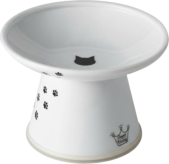 Necoichi Raised Cat Food Bowl – Ceramic Elevated Cat Bowl for Whisker & Neck Fatigue, Dishwasher Microwave Safe – Non-Slip & Anti Vomiting Ergonomic Design (Cats, Extra Wide, 2-Cups Capacity)