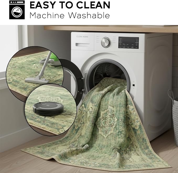 Muddy Mat짰 Majestic 5ft x 7ft Washable Area Rugs for Living Room, Bedroom & Dining Room ??Modern Soft Low Pile Non Slip Carpet ??Pet Friendly Waterproof Foldable Rugs for Home