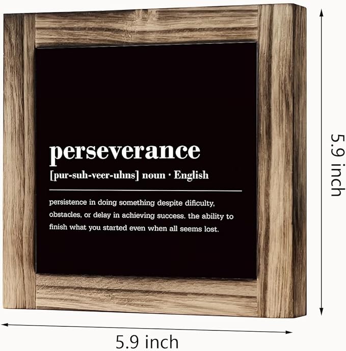 Perseverance Sign - Motivational Rustic Wooden Tabletop Decor, Inspirational Office & Classroom Decor Gift